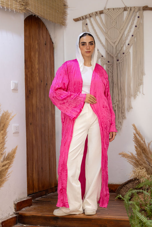 Crinkle Kimono - Fuchsia