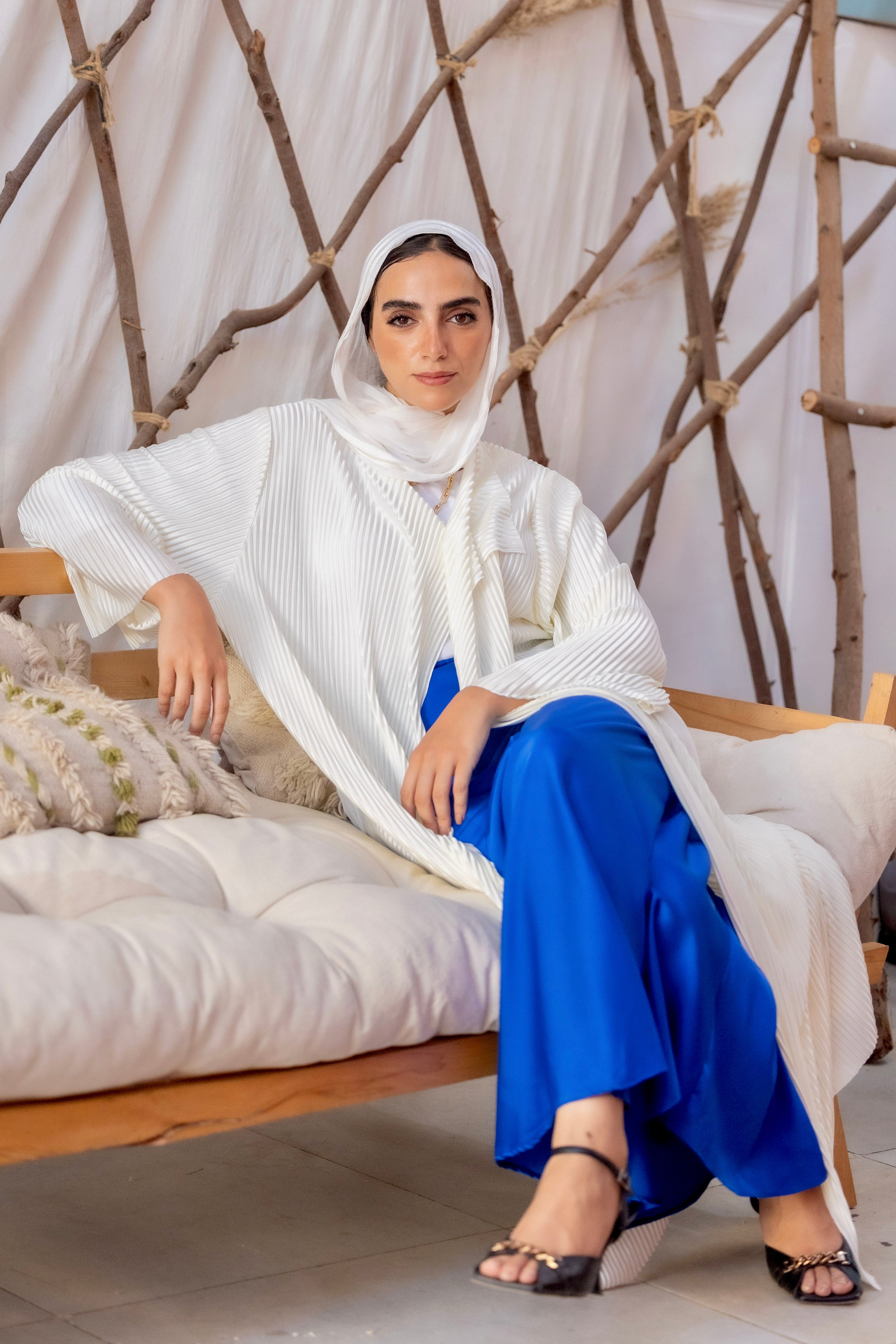 Pleated Kimono - Offwhite – Zash Designs