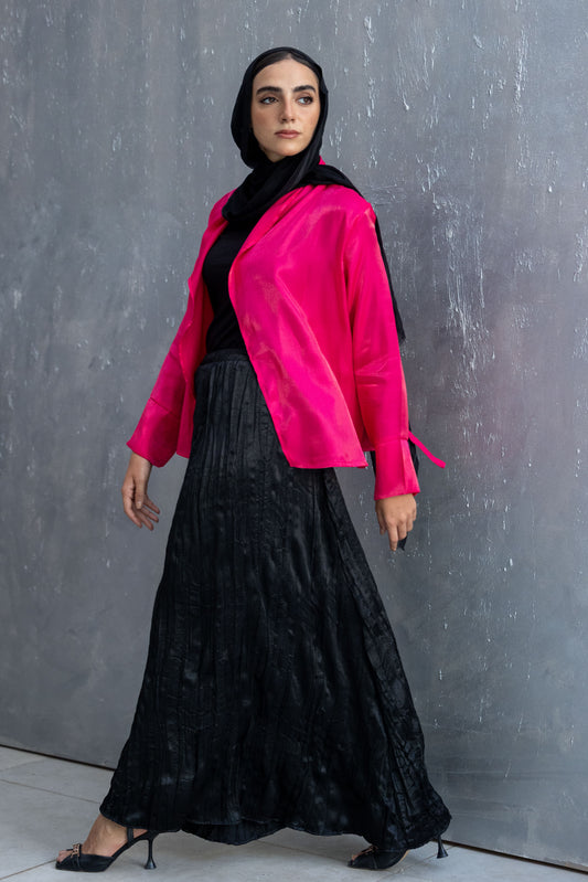 Crinkle Satin Skirt - Black