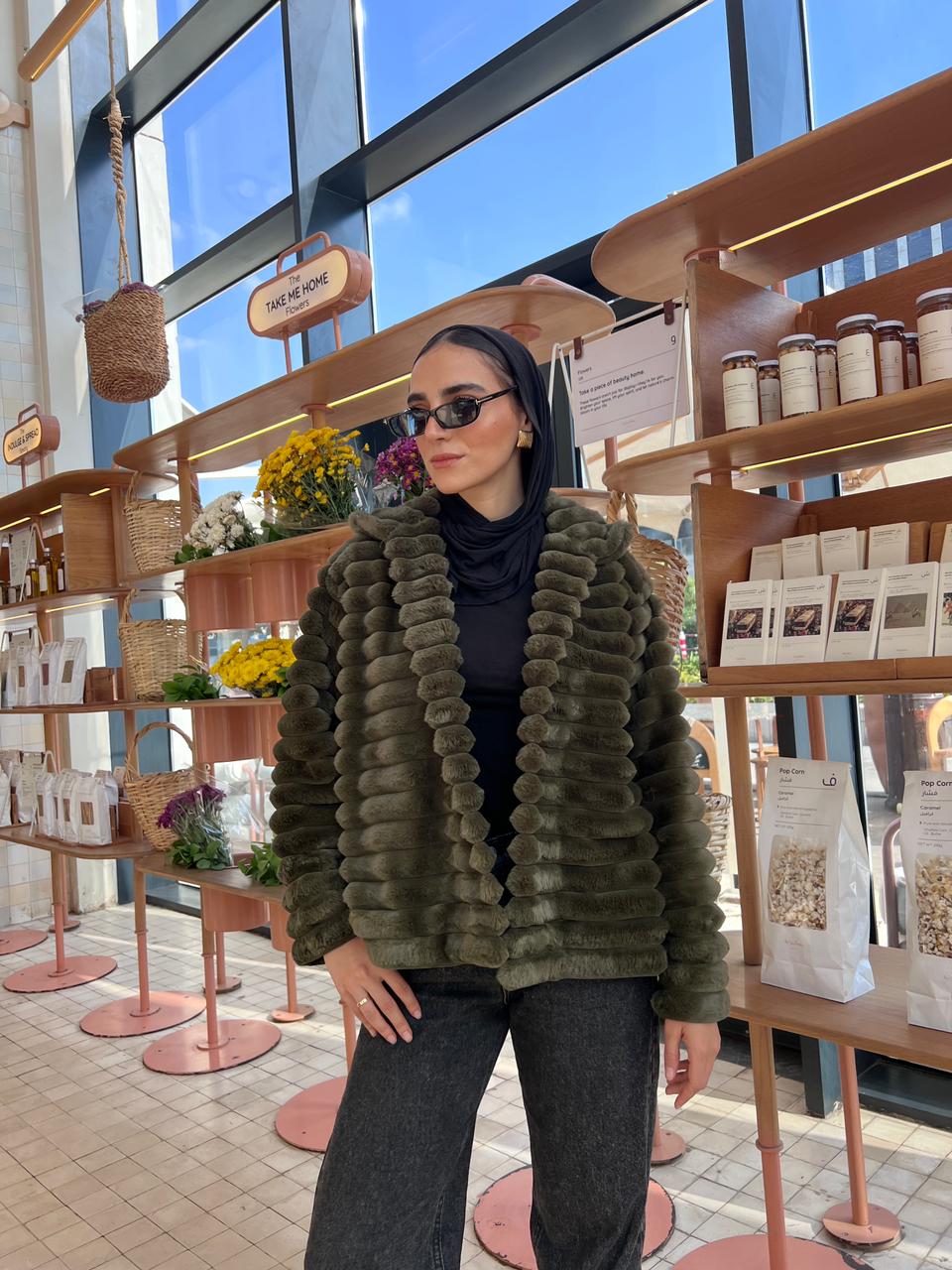 The Royale Fur Jacket - Olive